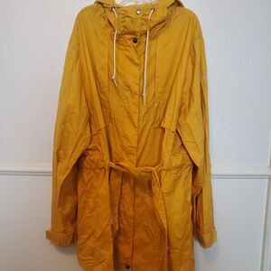 Columbia Windbreaker Jacket Women 2X‎ Plus Yellow Full Zip Hooded Long Sleeve